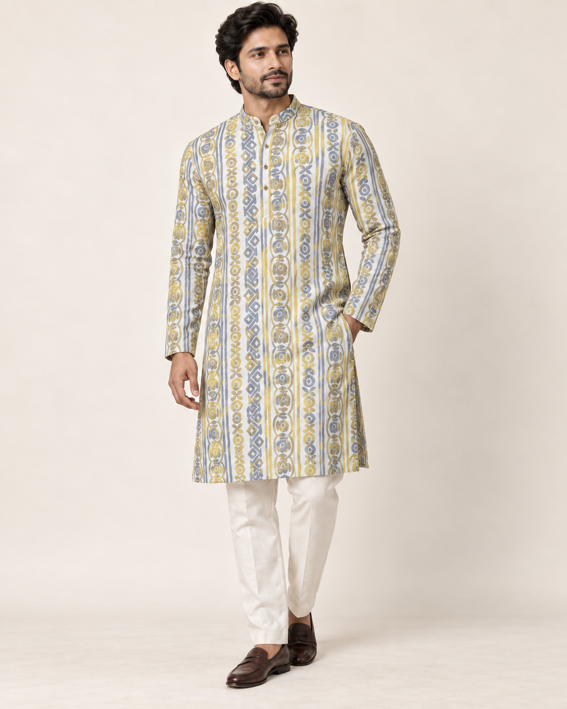 Sun-Washed Line Art Kurta