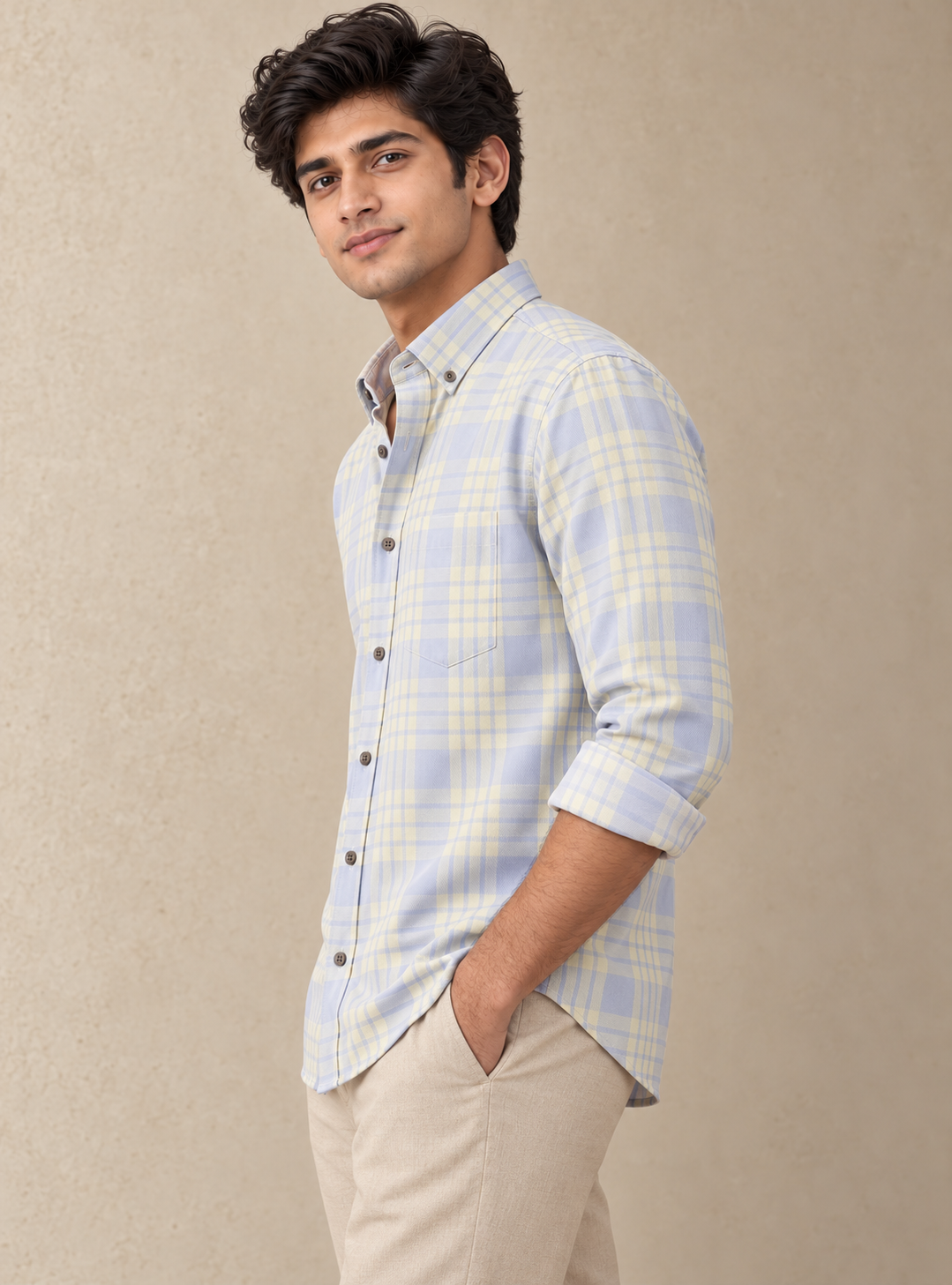 Pale Sky & Lemon Checkered Shirt
