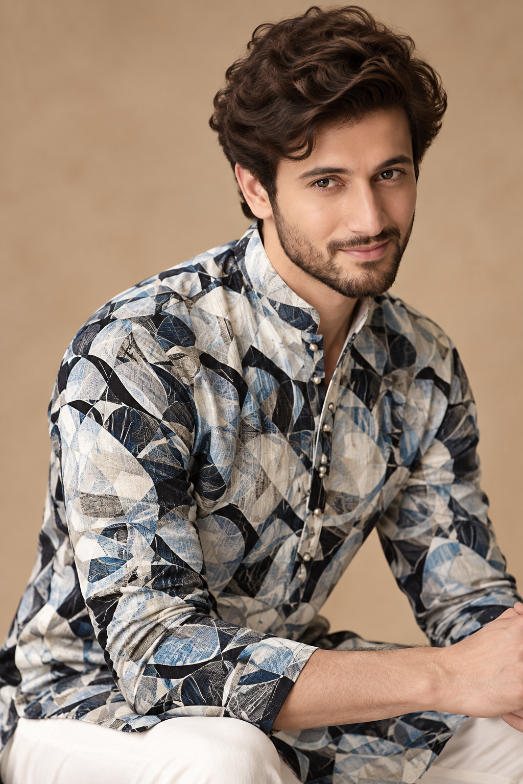 Abstract Mosaic Print Kurta