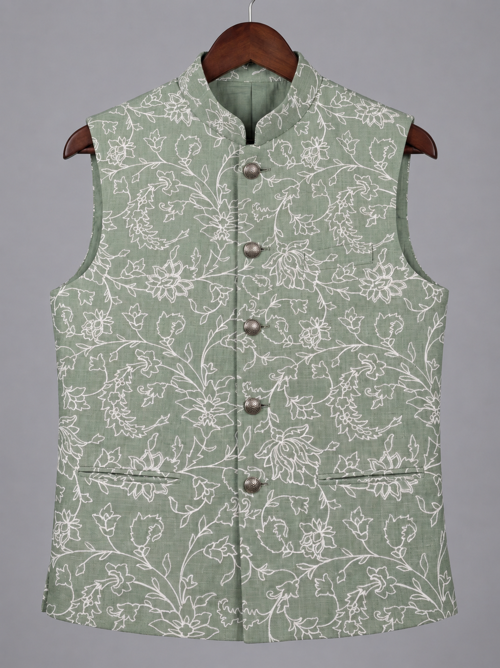 Soft Mint Vine-Traced Jacket