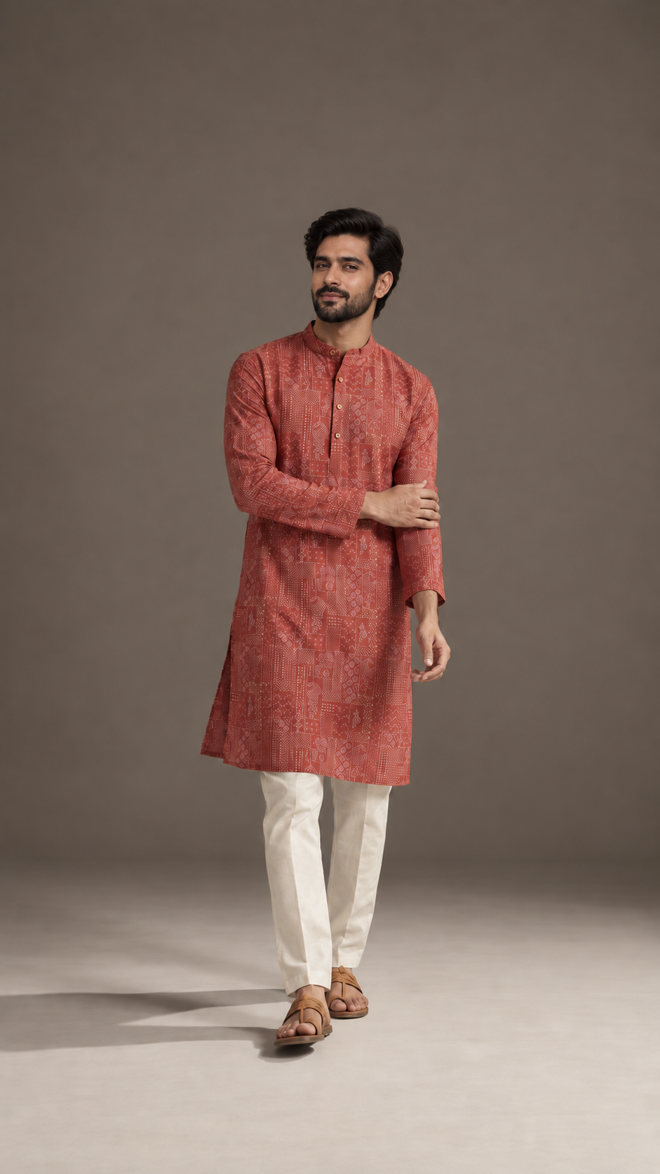 Bandhani Print Embroidery Kurta