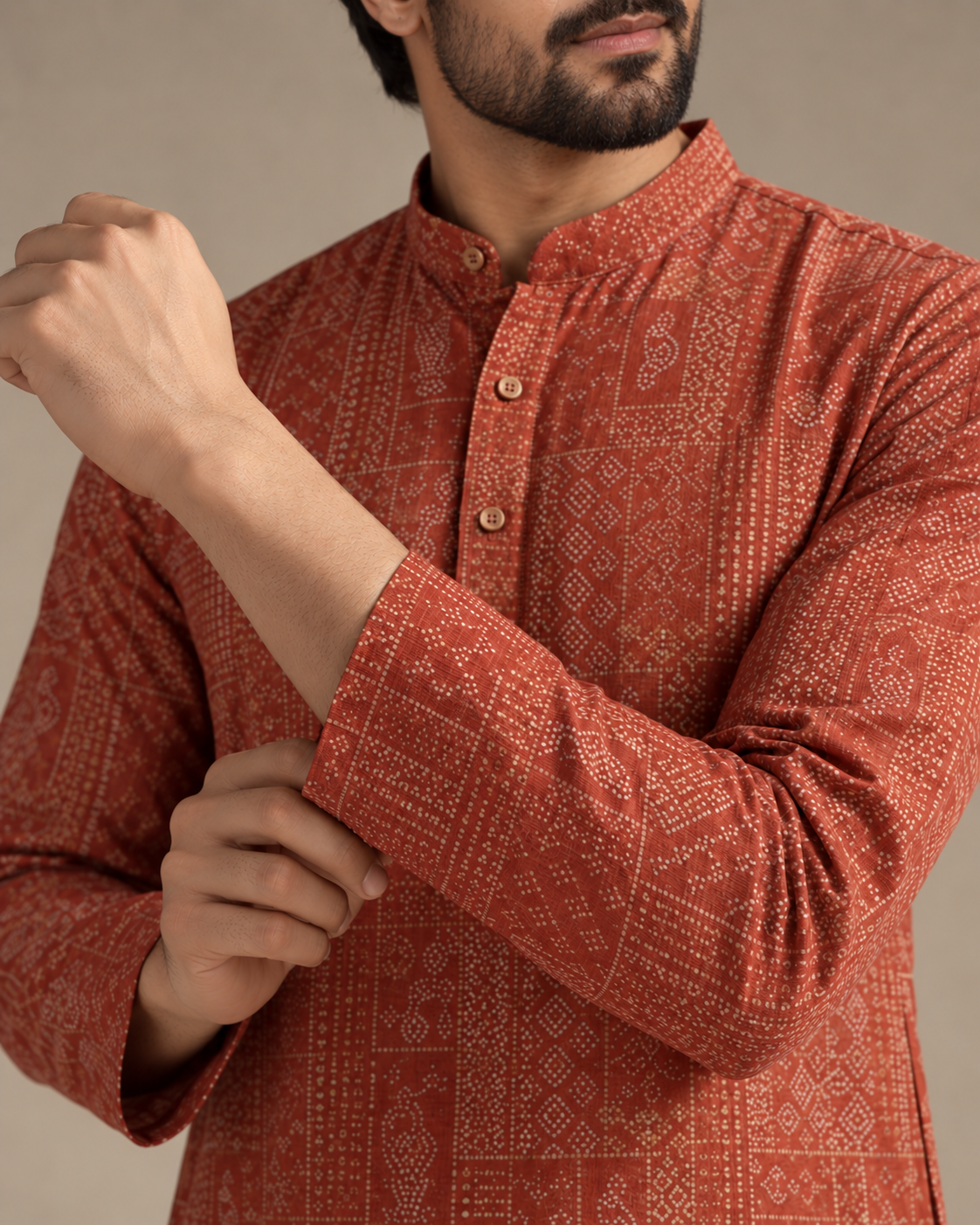 Bandhani Print Embroidery Kurta