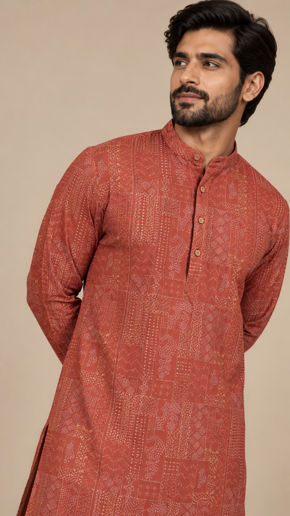 Bandhani Print Embroidery Kurta