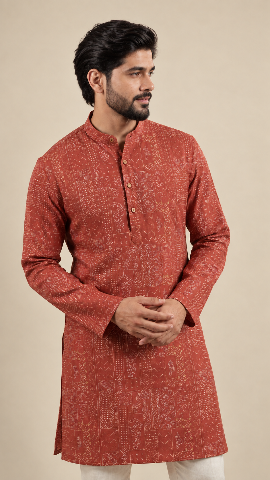 Bandhani Print Embroidery Kurta
