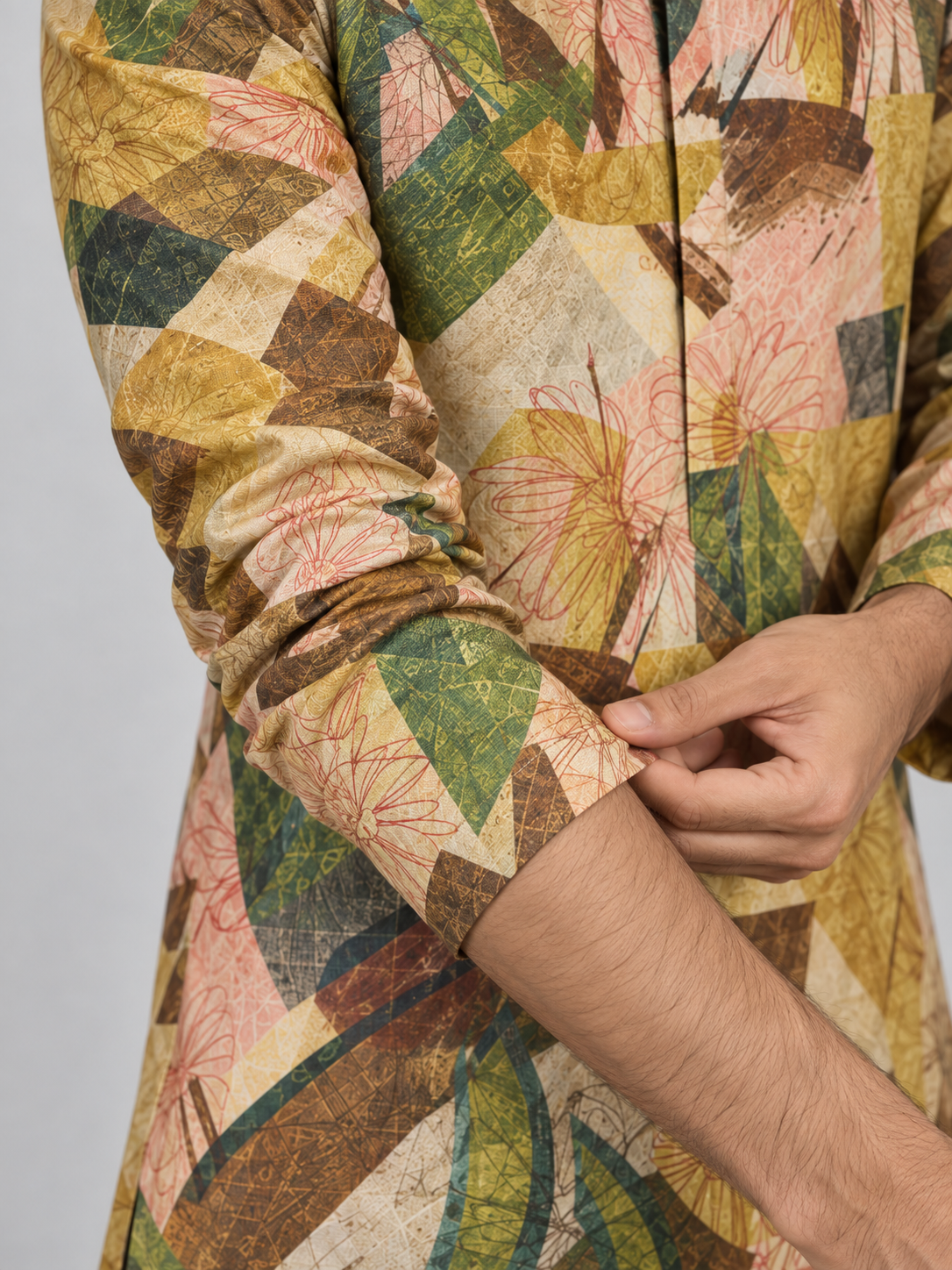 Olive & Amber Printed Kurta