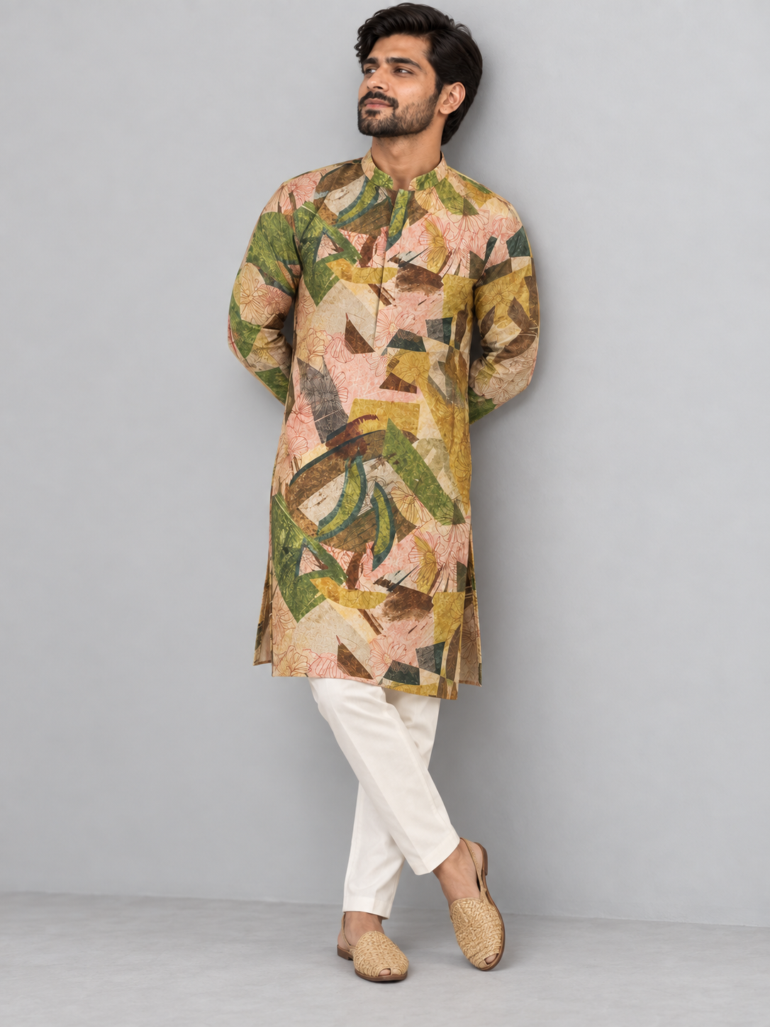 Olive & Amber Printed Kurta