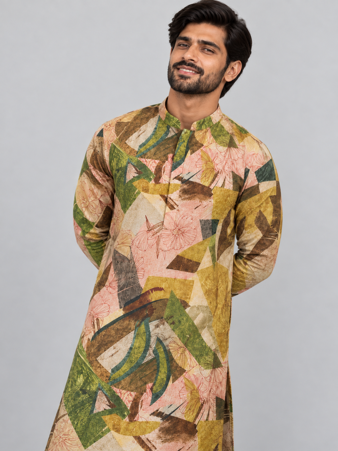Olive & Amber Printed Kurta