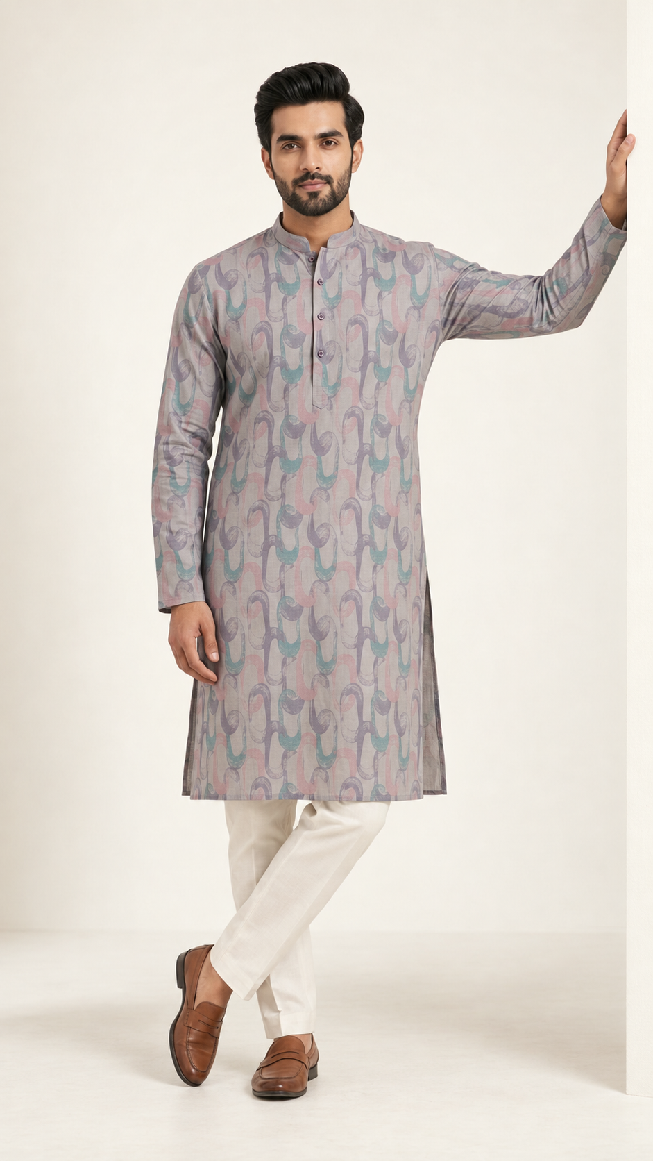 Pastel Ribbon Motif Kurta