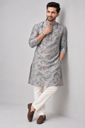 Dusty Rose & Slate Blue Floral Kurta