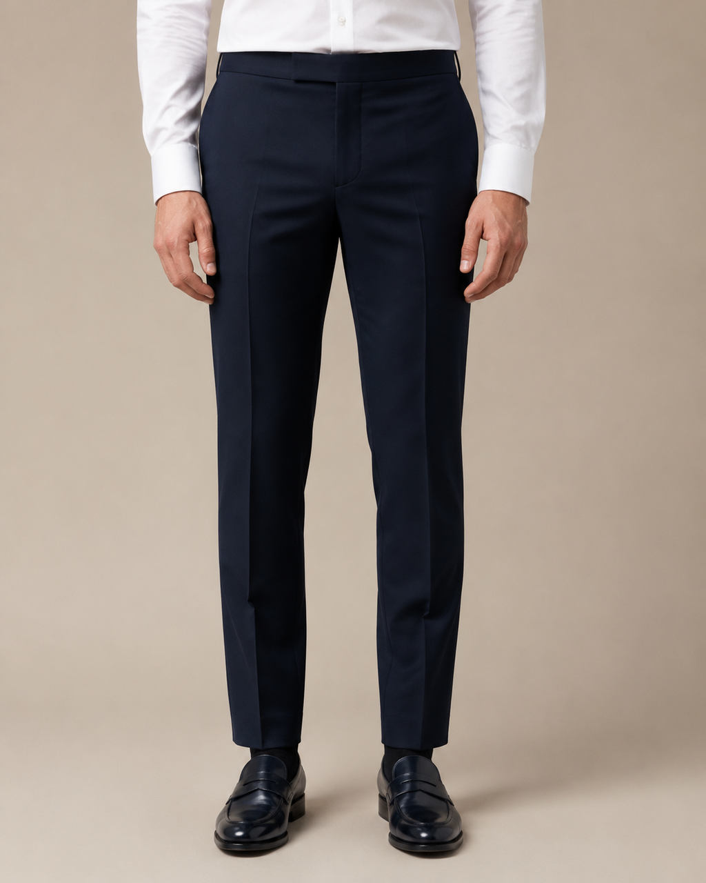 Navy Merino Wool Blend Pant