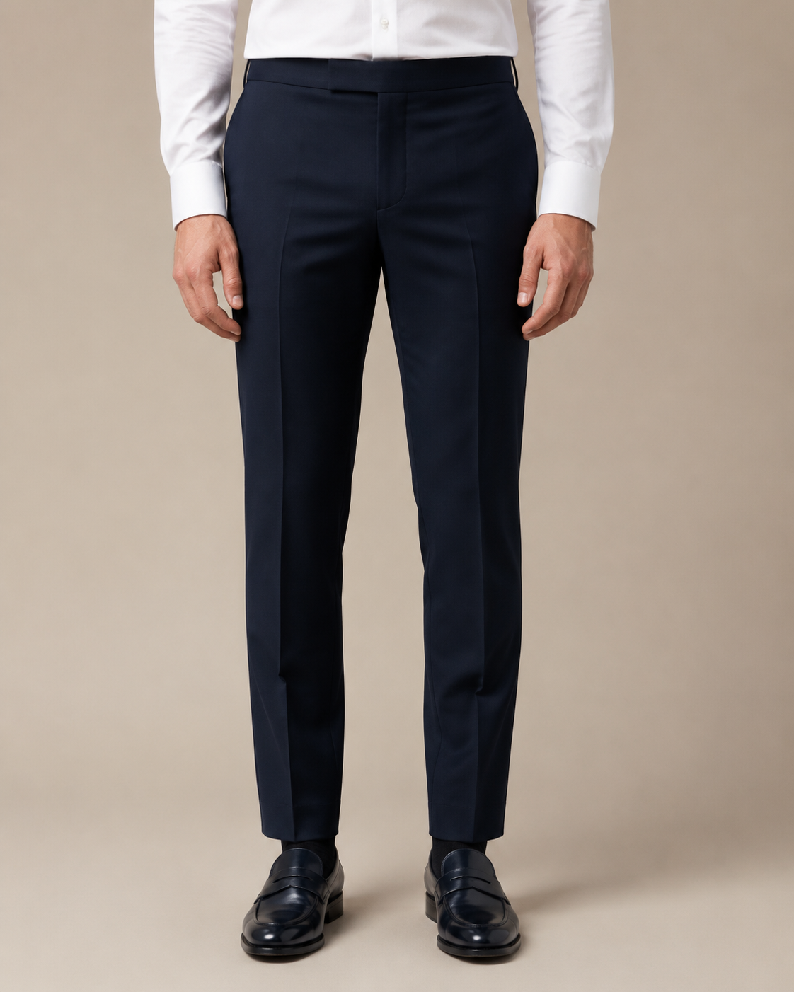 Navy Merino Wool Blend Pant
