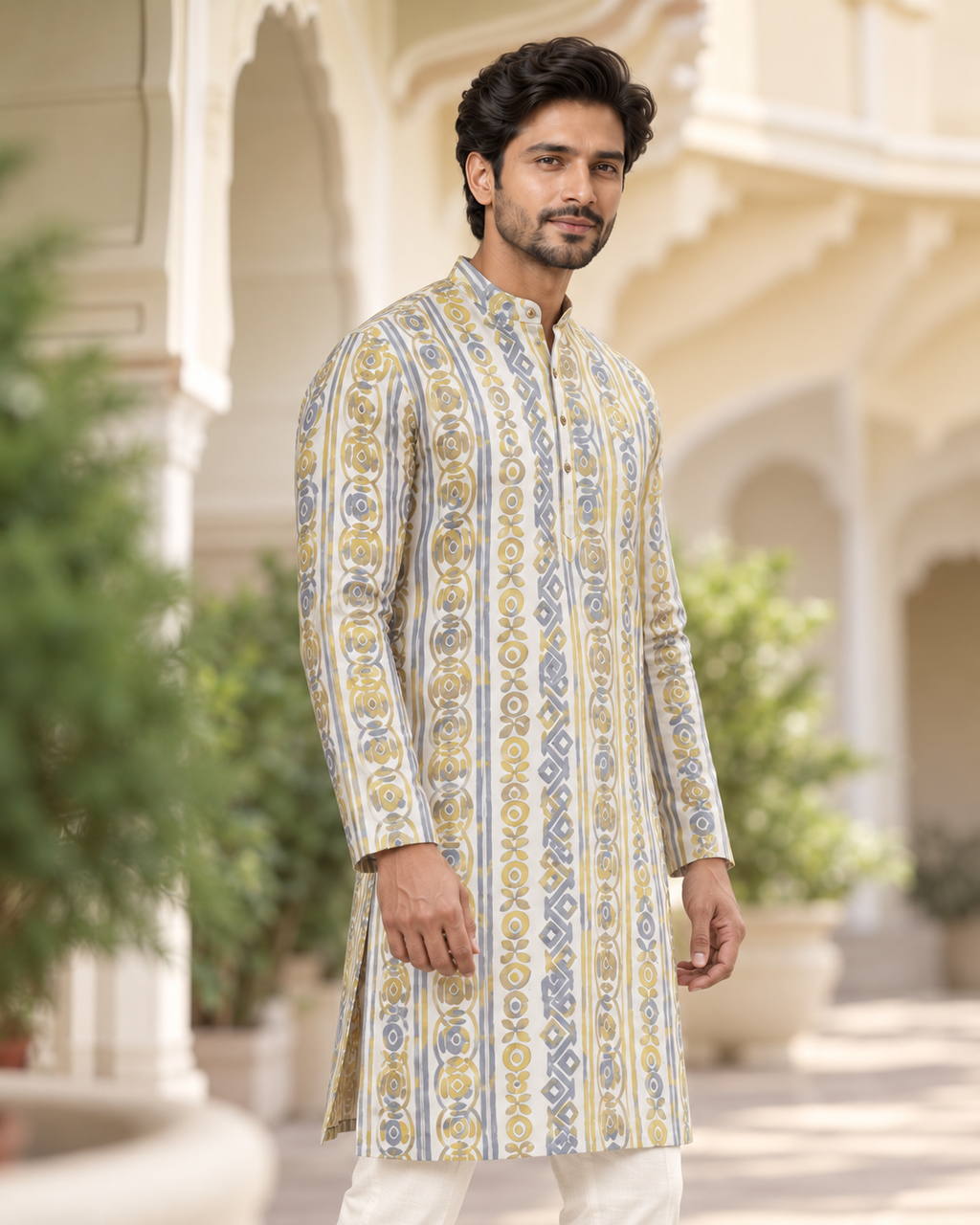 Sun-Washed Line Art Kurta
