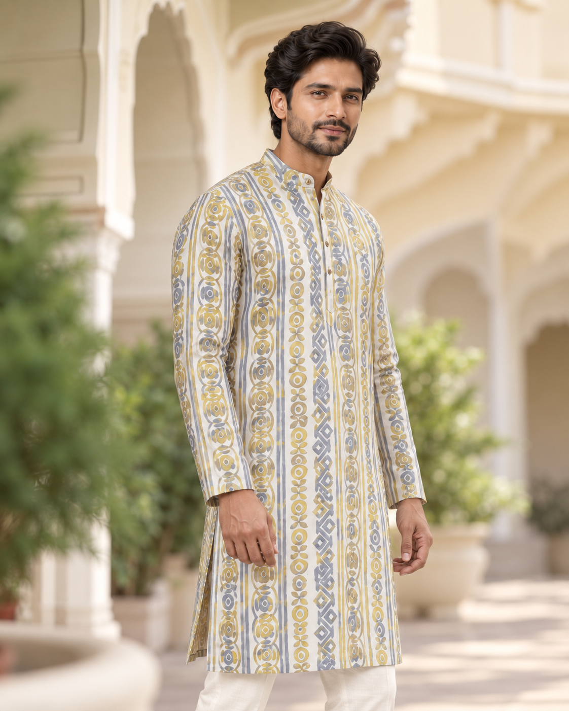 Sun-Washed Line Art Kurta