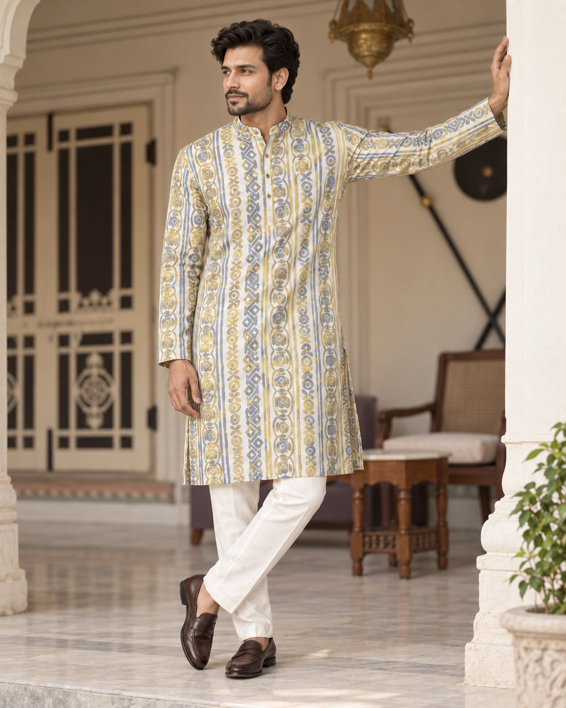 Sun-Washed Line Art Kurta