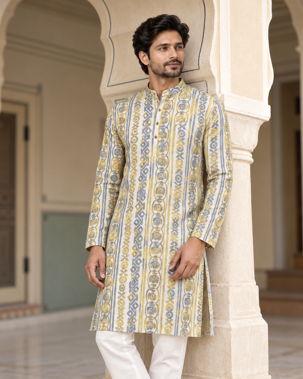 Sun-Washed Line Art Kurta