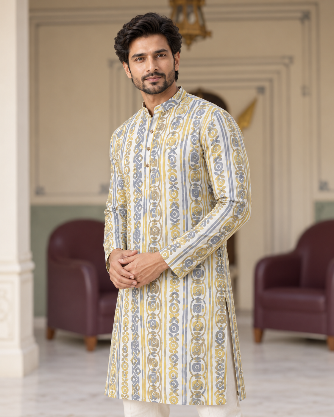 Sun-Washed Line Art Kurta