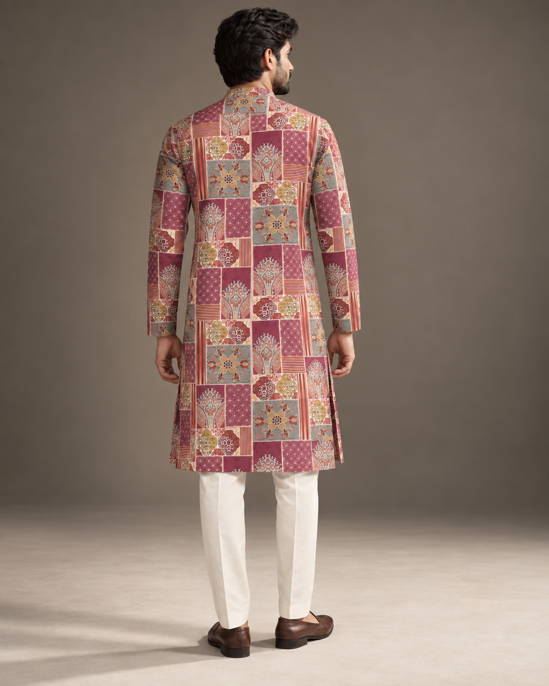 Heritage Mosaic Maroon Printed Men’s Kurta