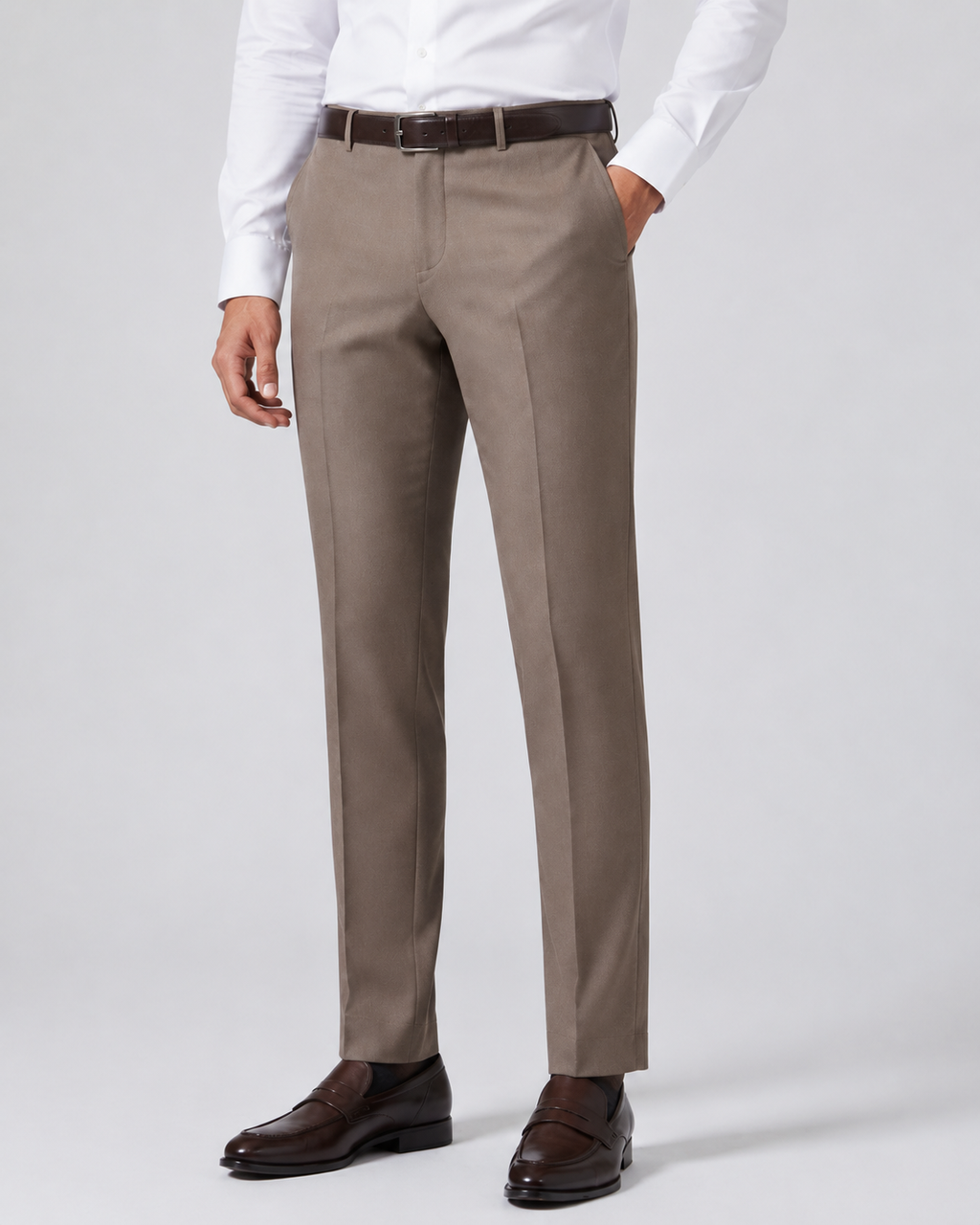 Camel Brown Merino Wool Blend Pant