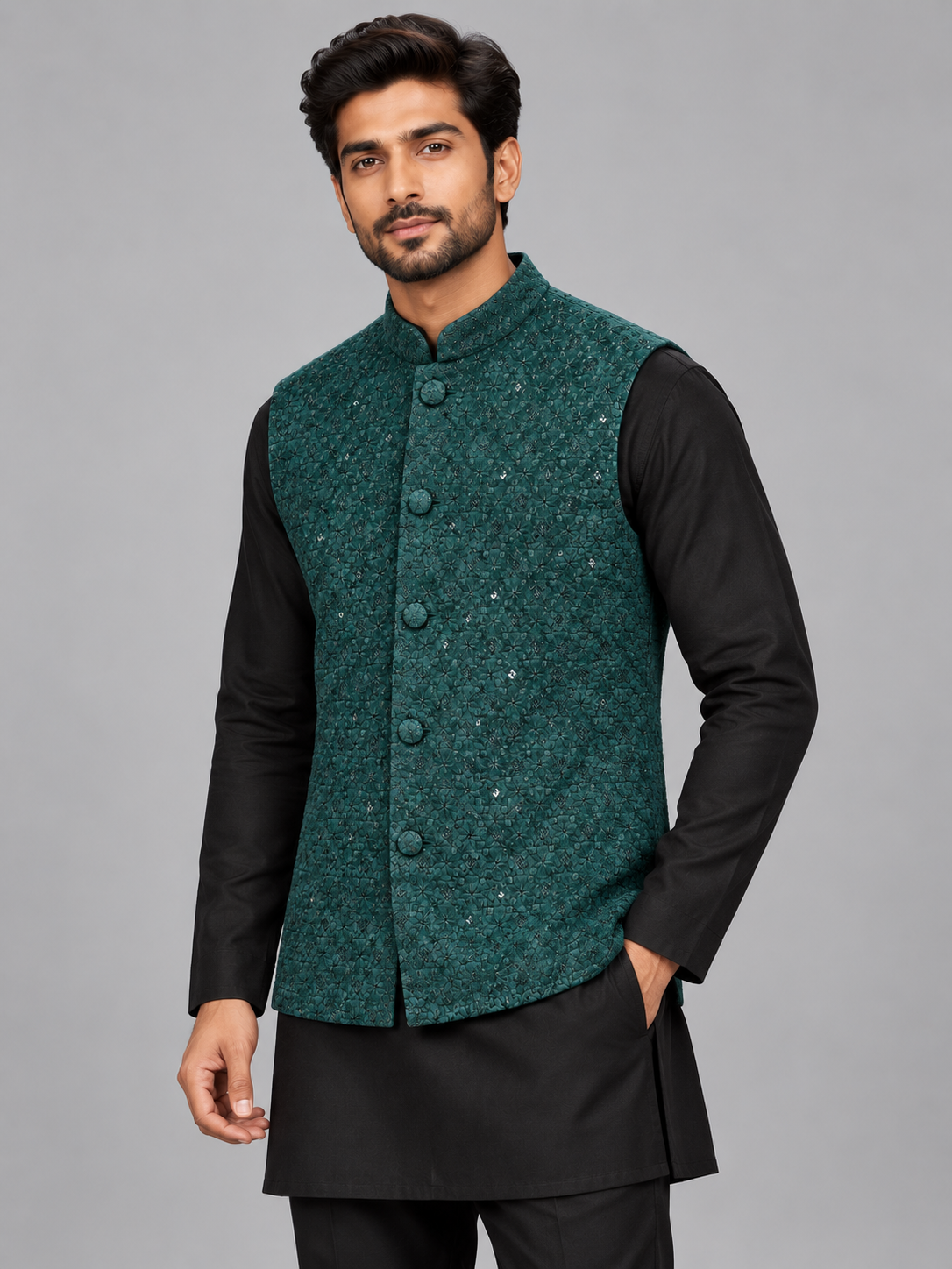 Emerald Starburst Embroidered Bandi