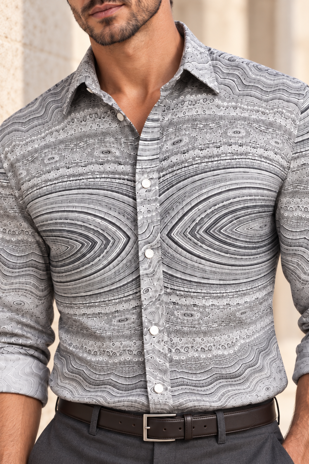 Contour Wave Monochrome Shirt