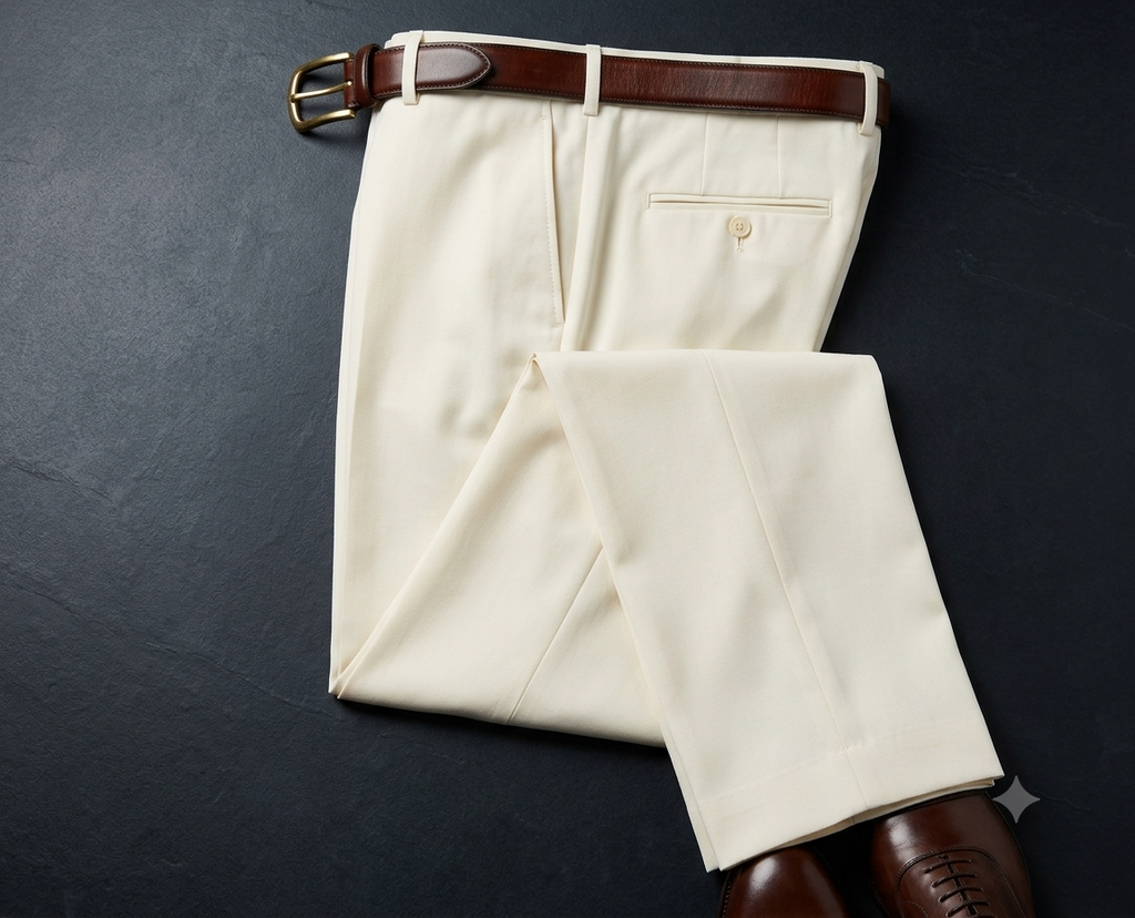 Off White Merino Wool Blend Pant