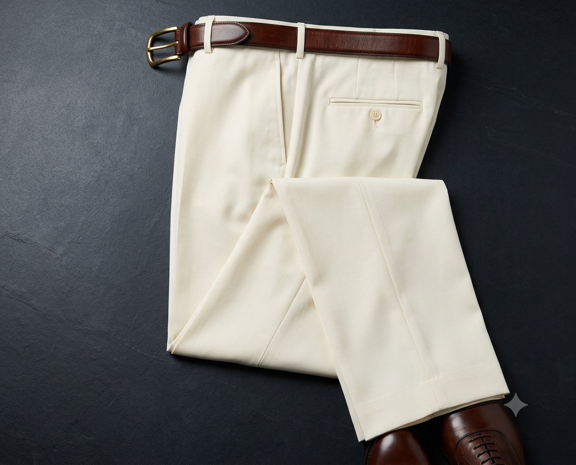 Off White Merino Wool Blend Pant
