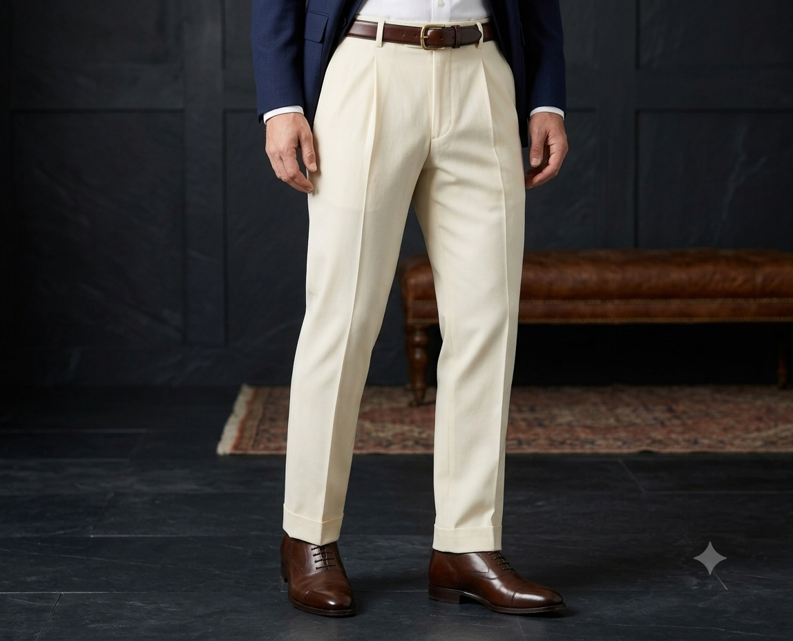 Off White Merino Wool Blend Pant