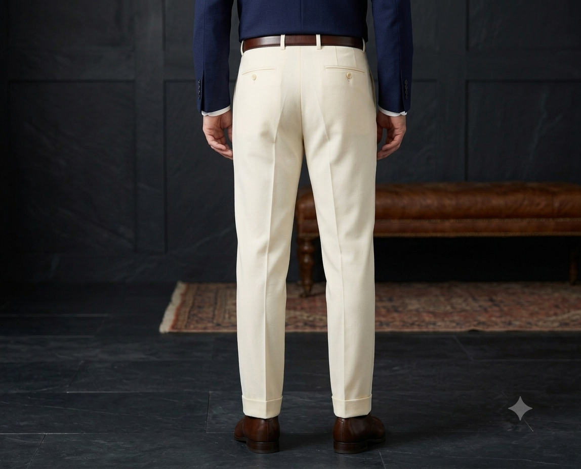 Off White Merino Wool Blend Pant