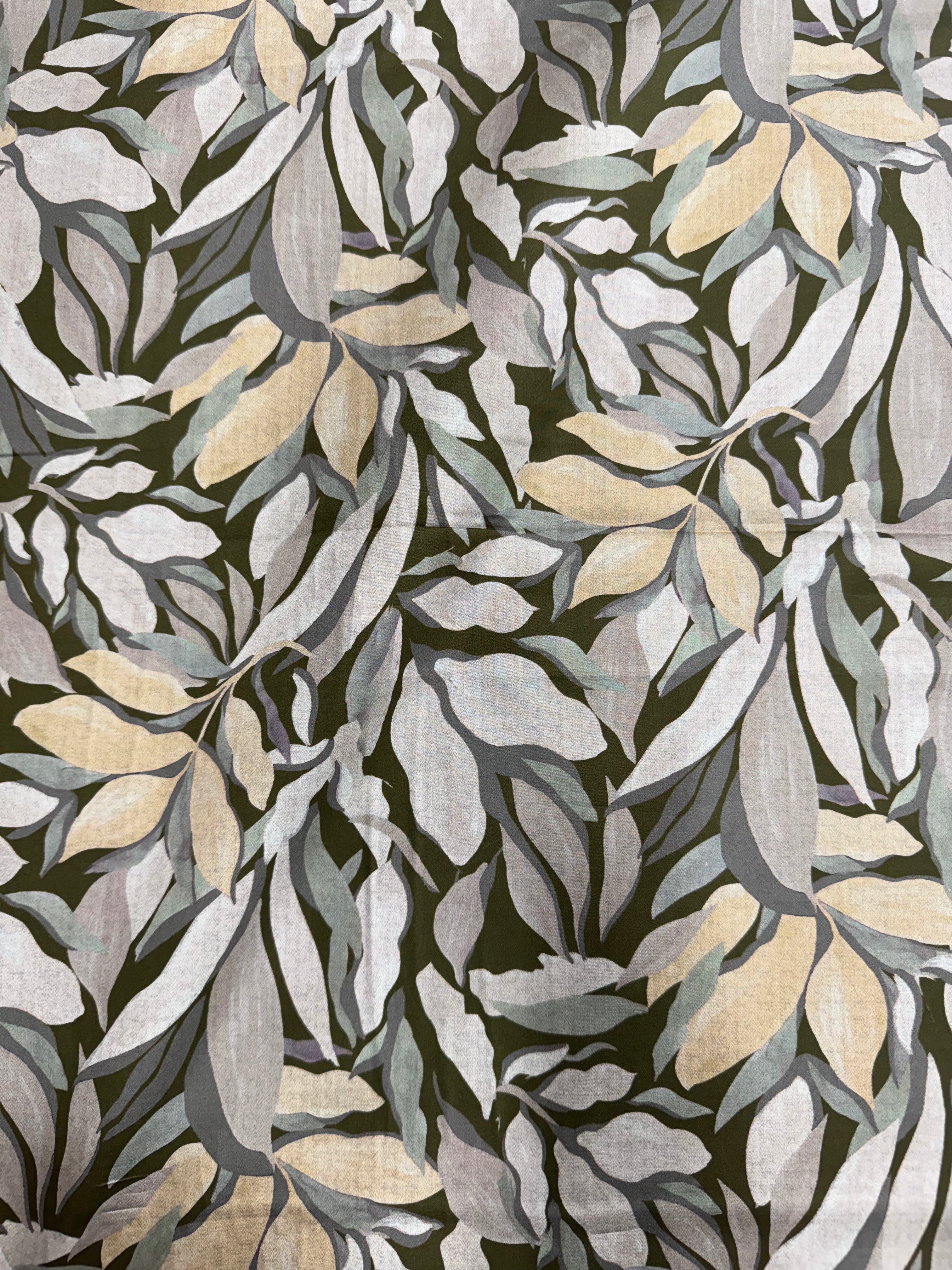 Olive & Ecru Foliage Painted Print Shirt