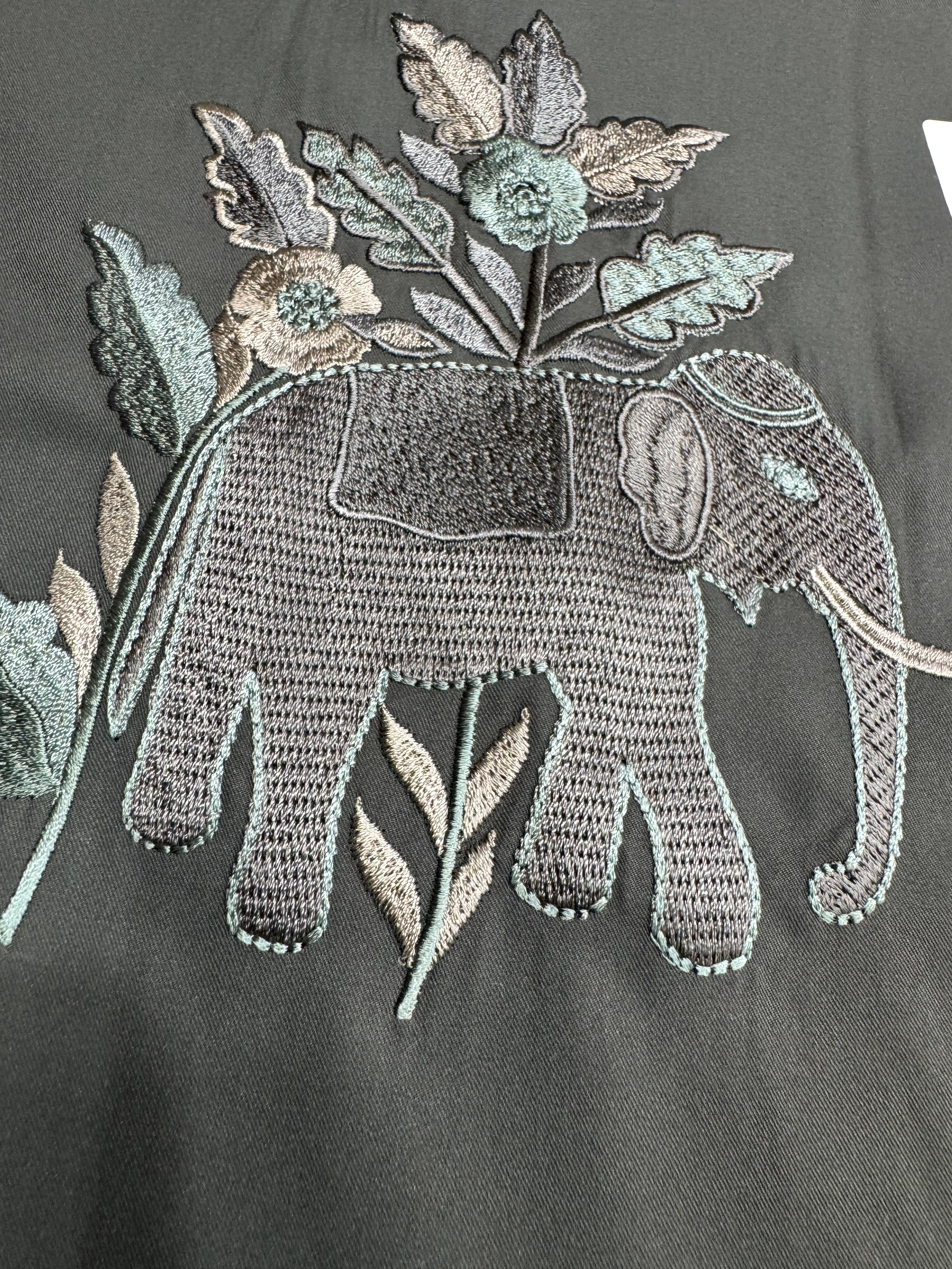 Shadow Flora Elephant Linen Shirt in Deep Slate Shirt