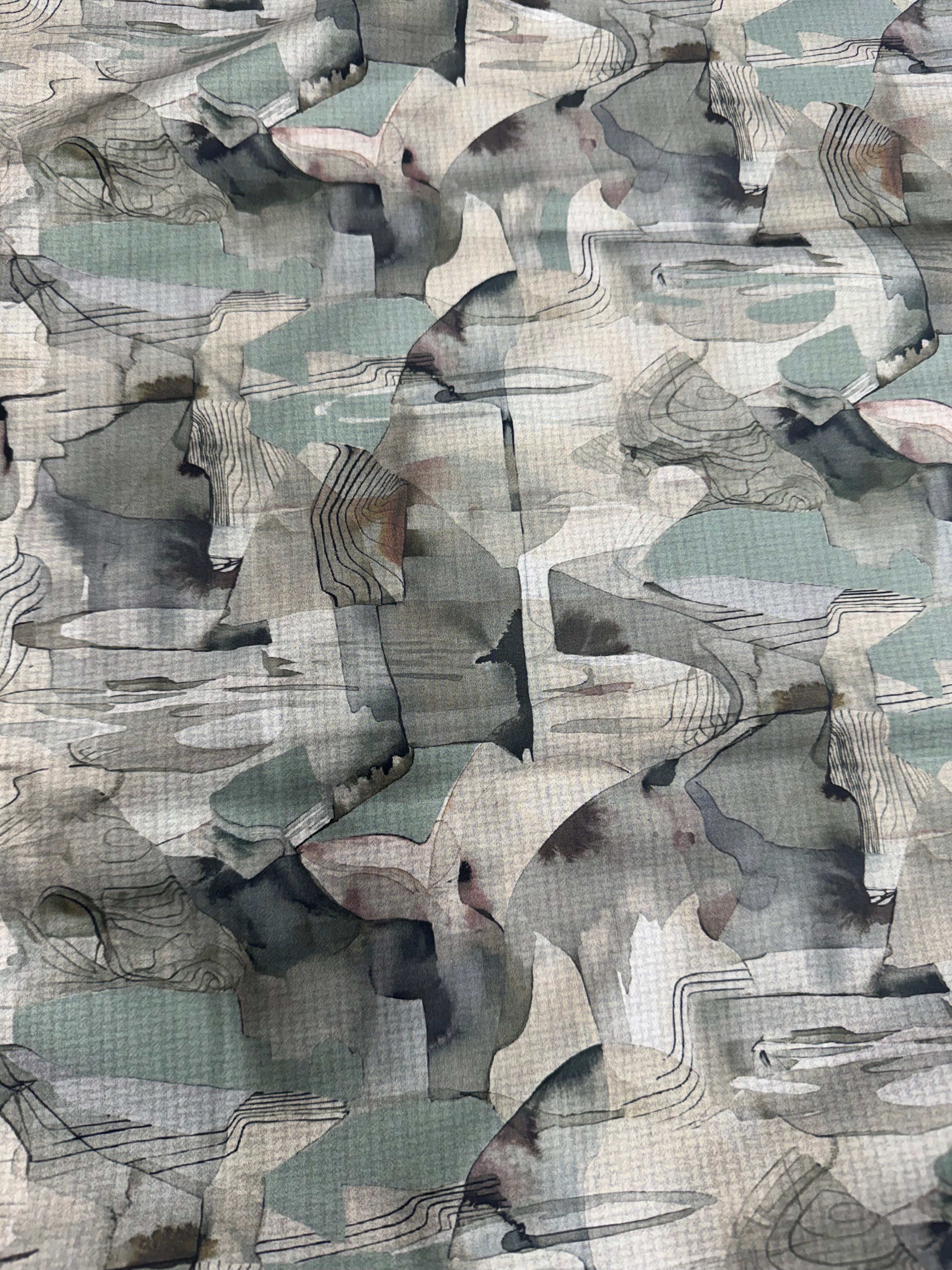 Impressionist Shirt in Earthy Sage & Charcoal Shirt