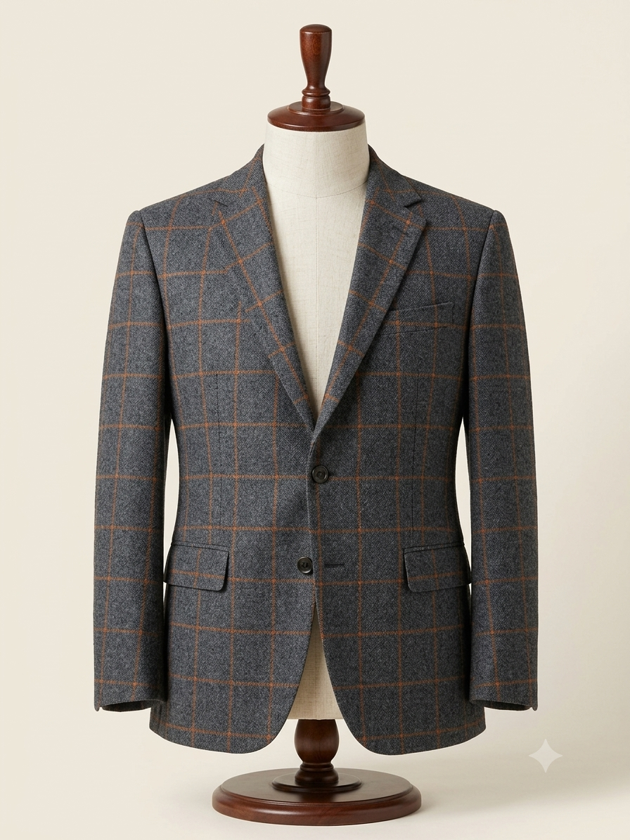 Grey Stripes Pure Wool Tweed Blazer