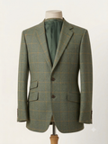 Classic Olive Plaid Tweed Blazer