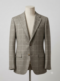Bespoke Taupe Windowpane Tweed Blazer