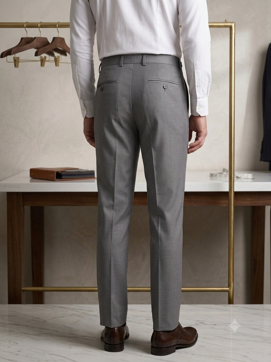 Ash Grey Merino Wool Blend Pant