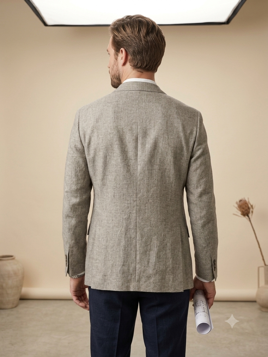 Natural Oatmeal Linen Blazer