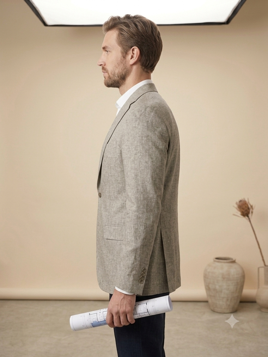 Natural Oatmeal Linen Blazer