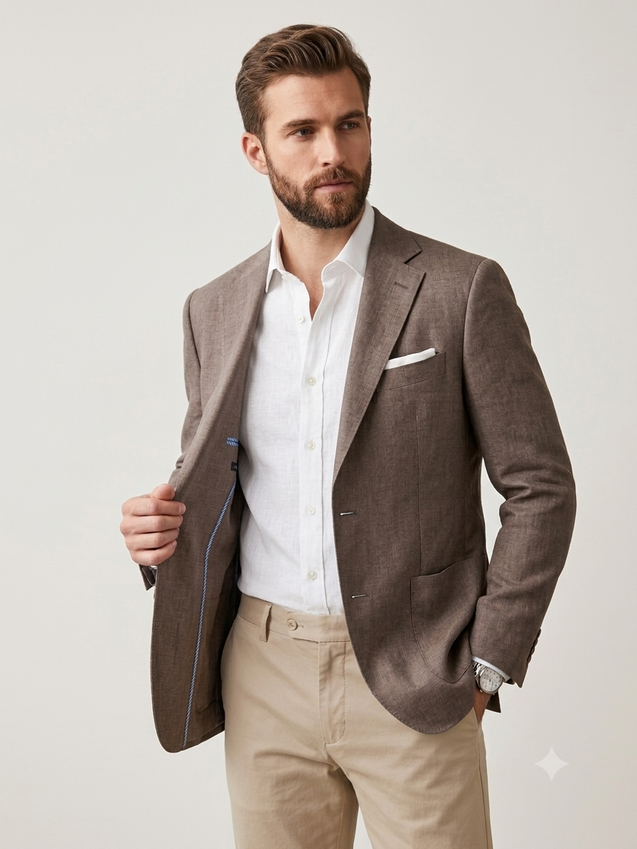 Mud Brown Linen Blazer