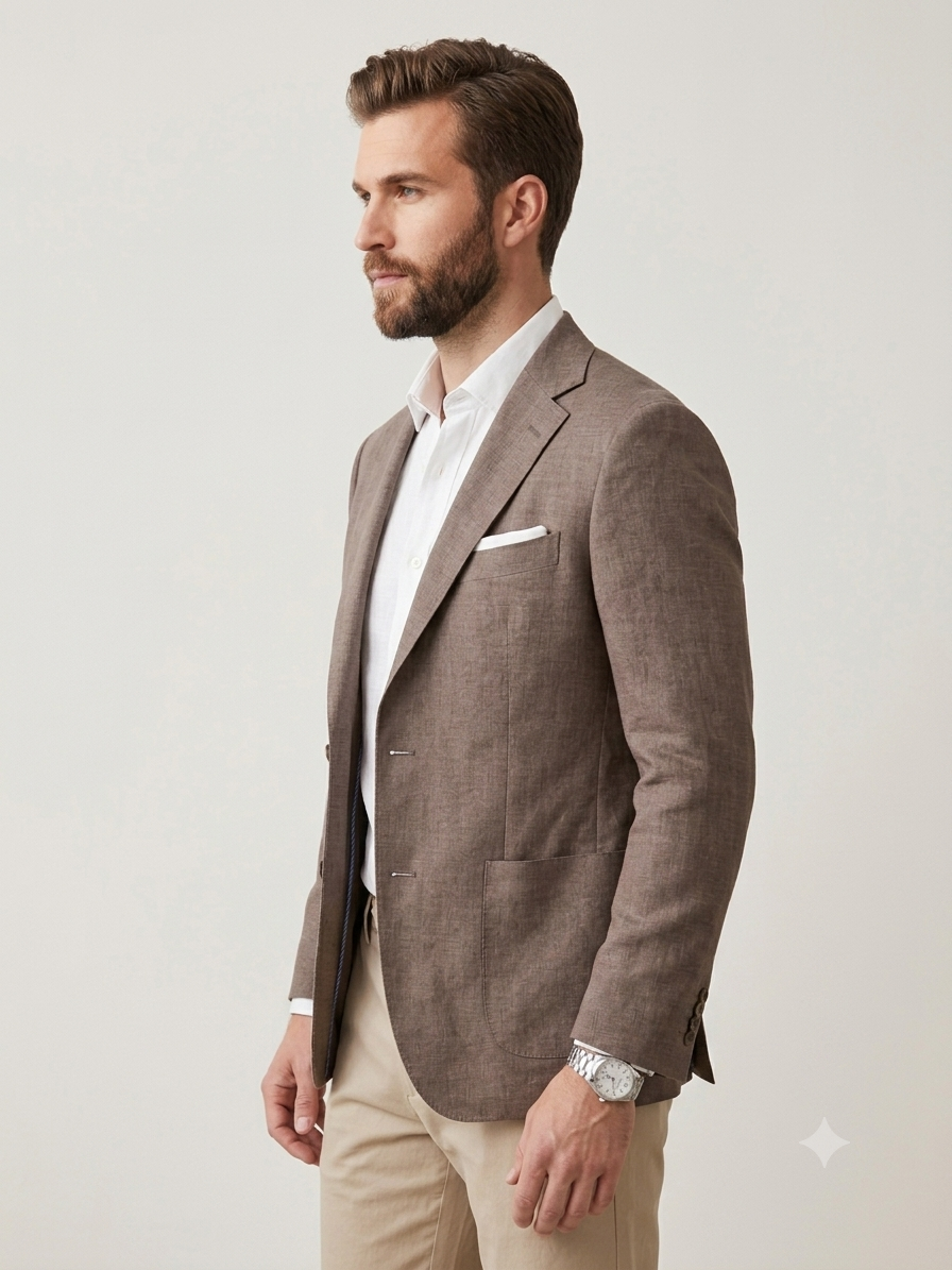 Mud Brown Linen Blazer