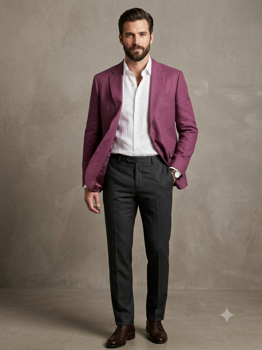 Plum Mauve Linen Blazer