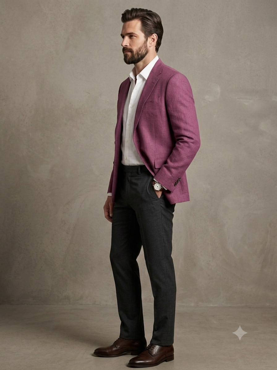 Plum Mauve Linen Blazer