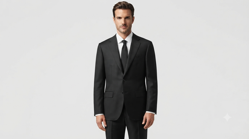 Classic Jet Black Wool Blend Suit