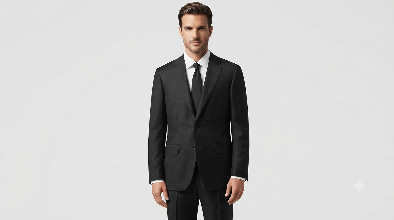 Classic Jet Black Wool Blend Suit