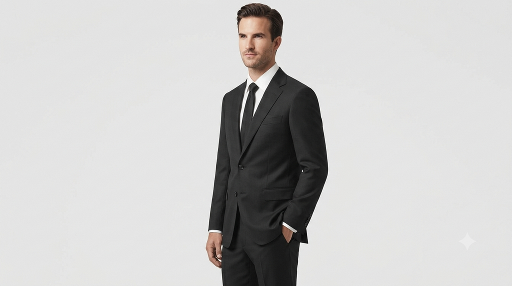 Classic Jet Black Wool Blend Suit
