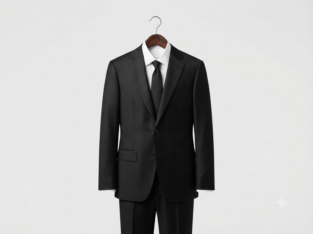 Classic Jet Black Wool Blend Suit
