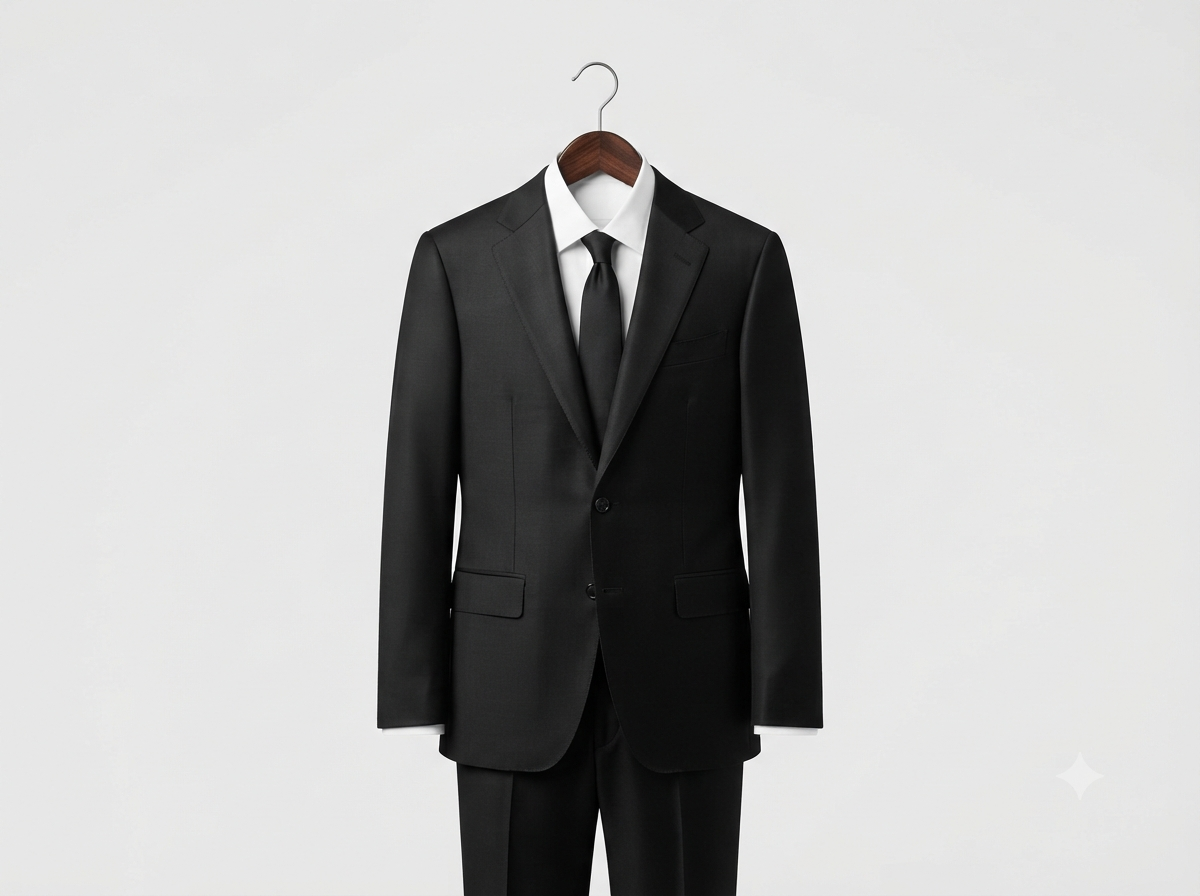 Classic Jet Black Wool Blend Suit