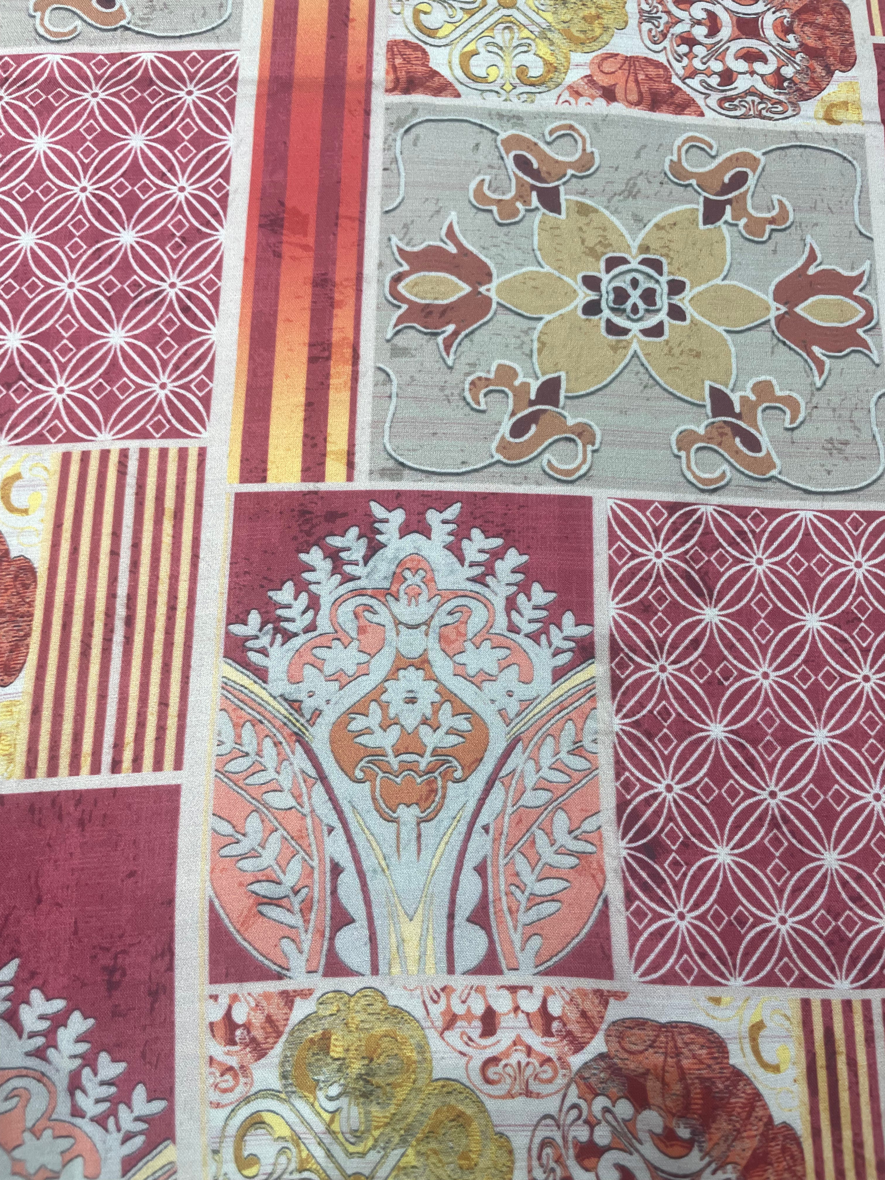 Heritage Mosaic Maroon Printed Men’s Kurta