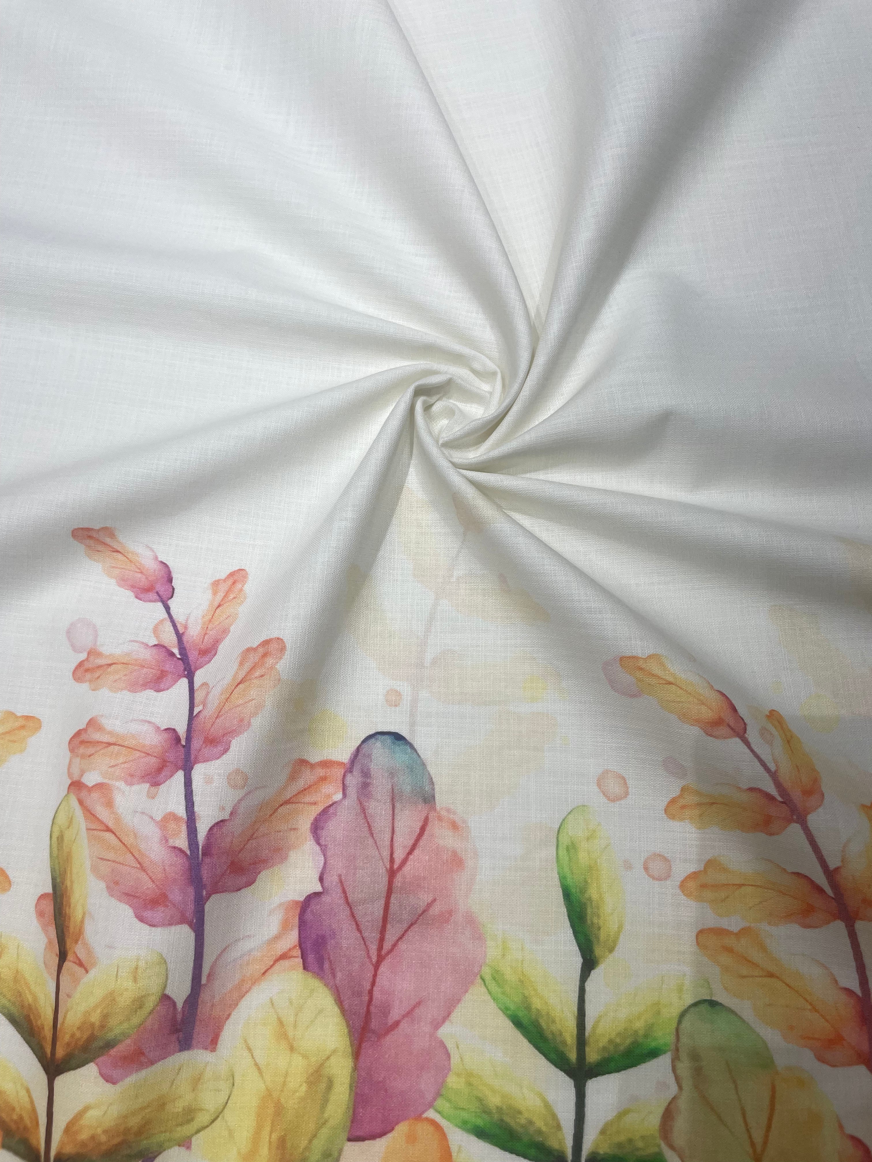 Vibrant Leaf Print Ivory Kurta