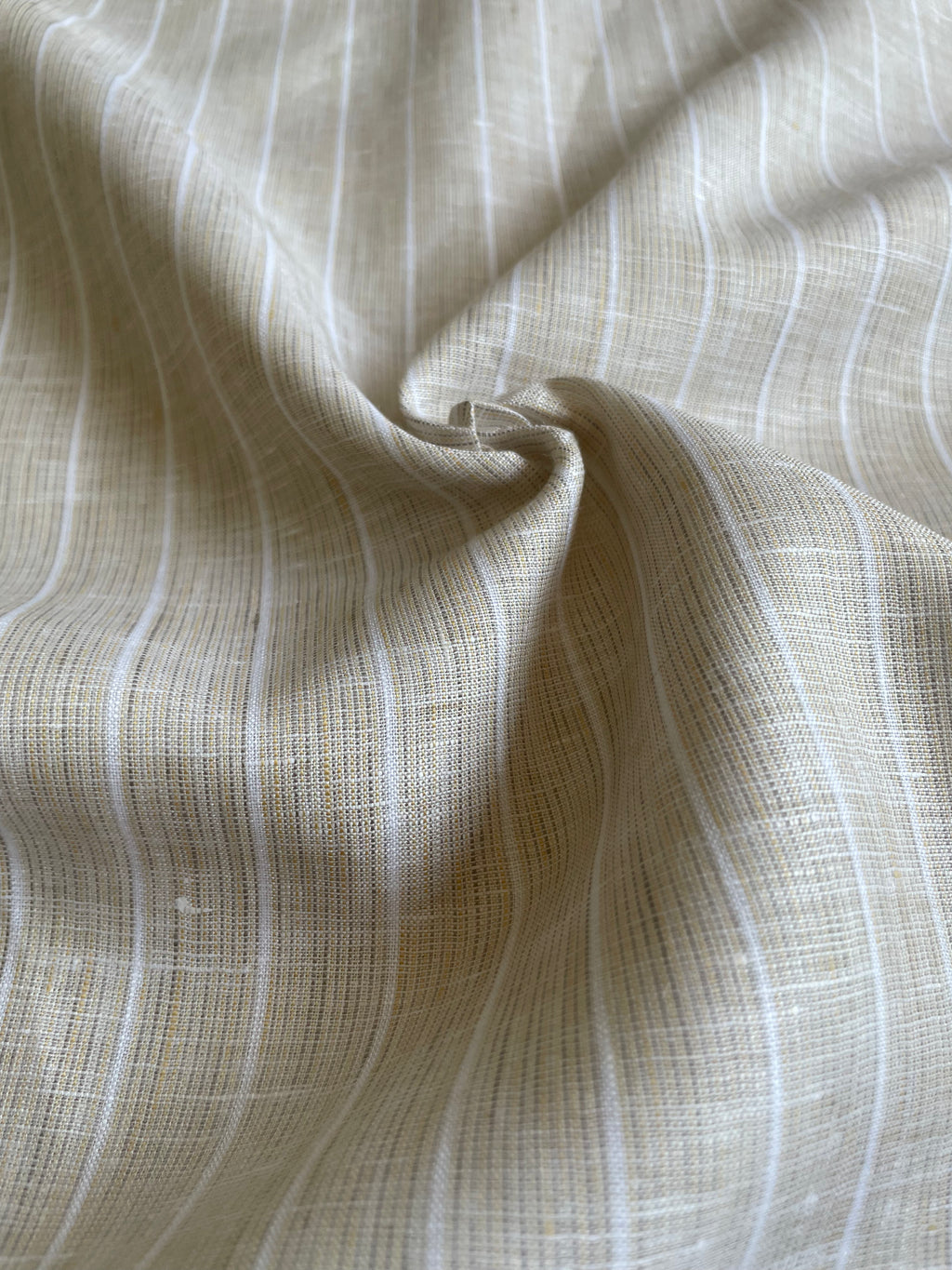 Classic Khaki Fine-Stripe Linen Shirt