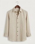 Classic Khaki Fine-Stripe Linen Shirt